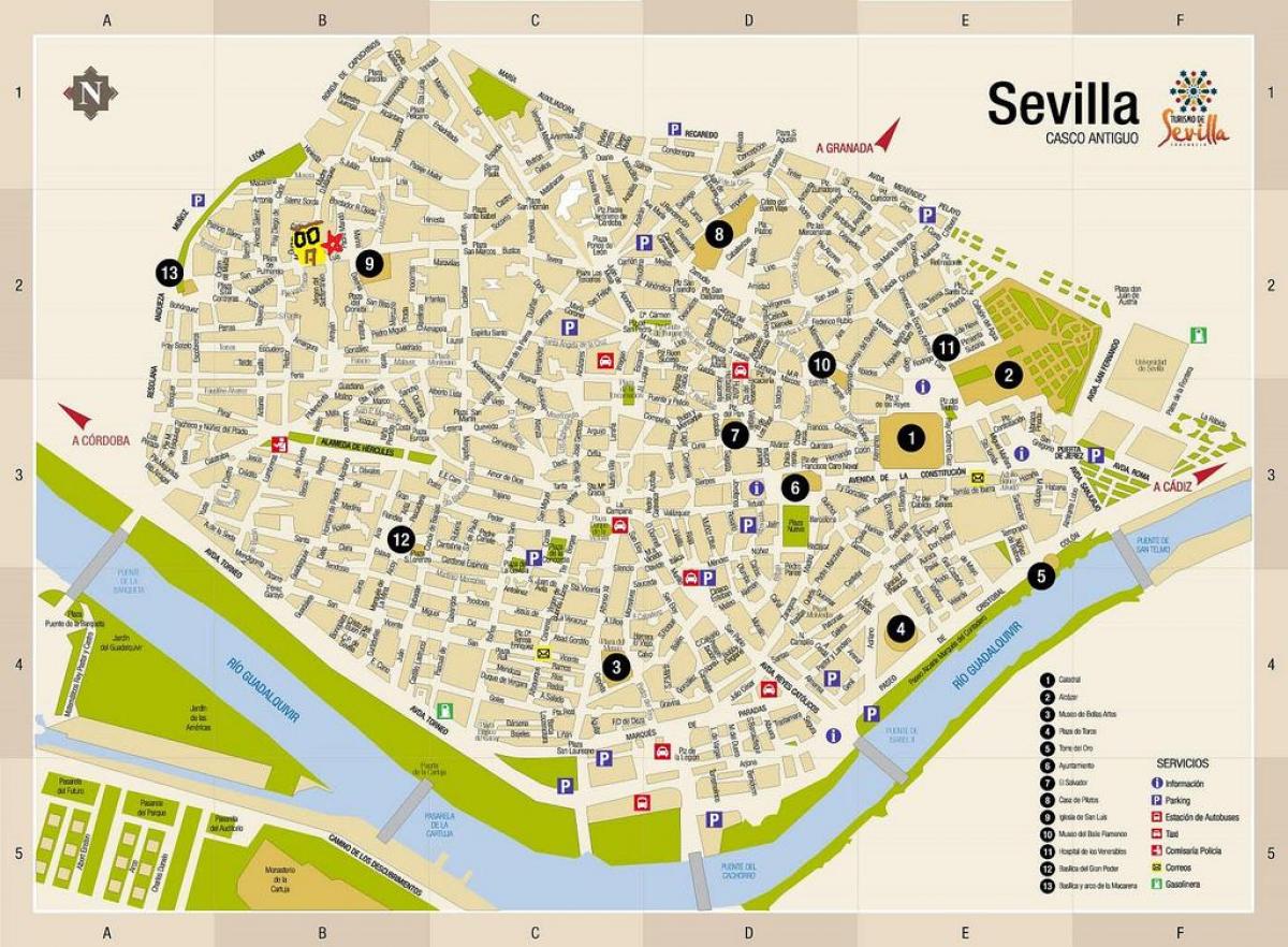지도의 무료 스트리트 맵 세비야의 스페인