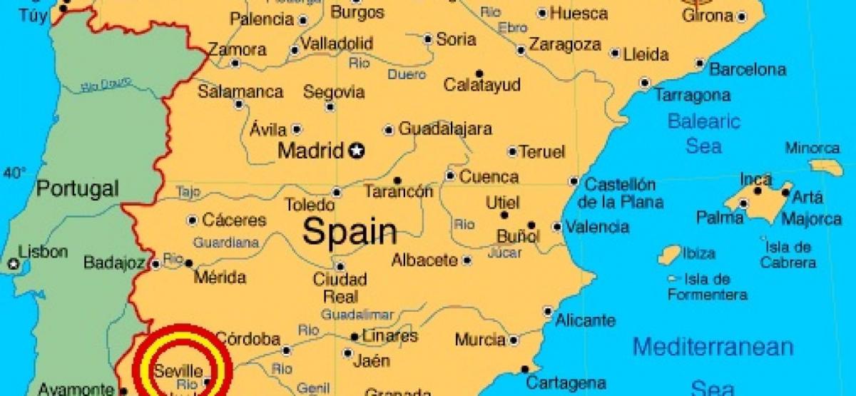 스페인의지도를 보여주는 세비야